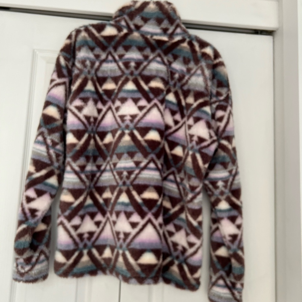 Eddie Bauer 1/4 Zip Sherpa Fleece Women's Large Aztec Southwestern Fuzzy Soft - Picture 3 of 5